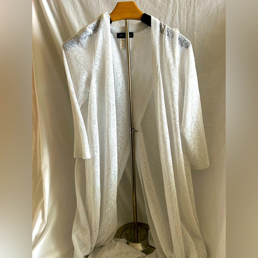 White Sheer Open Cardigan